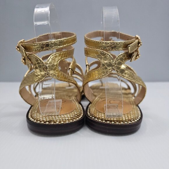 Sam Edelman Tianna Gladiator Sandal Womens 8 Gold Embellished Ankle Strap NEW - Picture 11 of 15